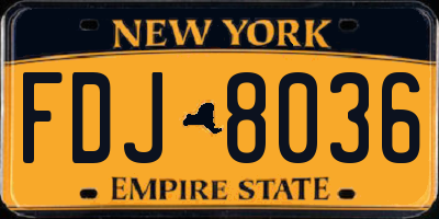 NY license plate FDJ8036