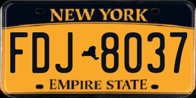 NY license plate FDJ8037