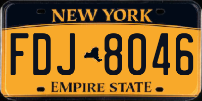 NY license plate FDJ8046