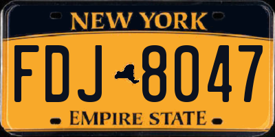NY license plate FDJ8047