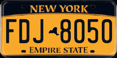 NY license plate FDJ8050