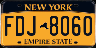 NY license plate FDJ8060