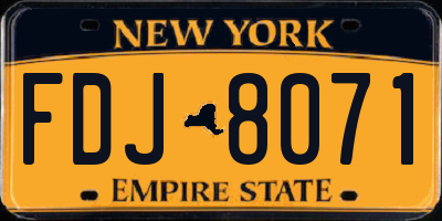 NY license plate FDJ8071