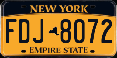 NY license plate FDJ8072