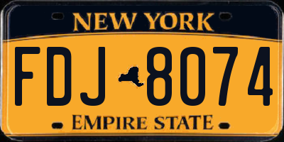 NY license plate FDJ8074