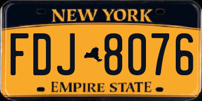 NY license plate FDJ8076