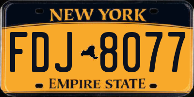 NY license plate FDJ8077