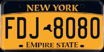 NY license plate FDJ8080
