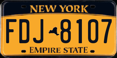 NY license plate FDJ8107