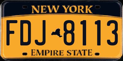 NY license plate FDJ8113