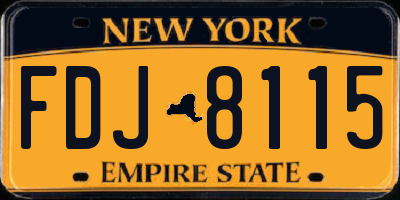 NY license plate FDJ8115