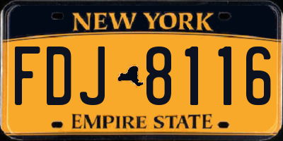 NY license plate FDJ8116