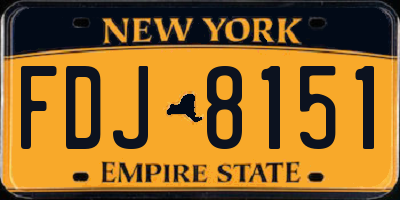 NY license plate FDJ8151