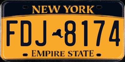 NY license plate FDJ8174