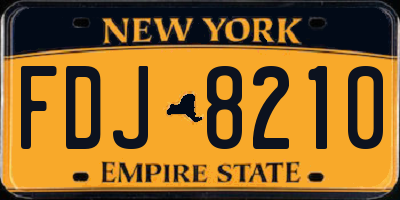NY license plate FDJ8210