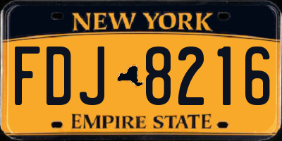 NY license plate FDJ8216