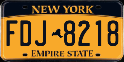 NY license plate FDJ8218