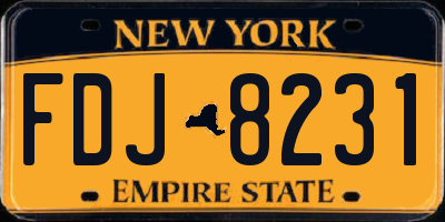 NY license plate FDJ8231
