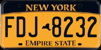 NY license plate FDJ8232