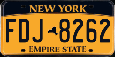 NY license plate FDJ8262