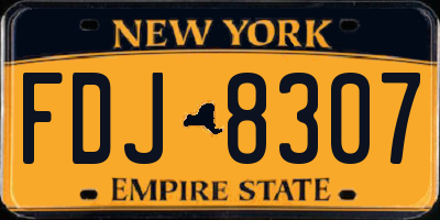 NY license plate FDJ8307