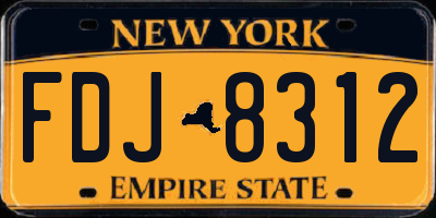 NY license plate FDJ8312