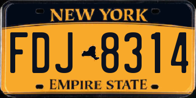 NY license plate FDJ8314