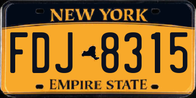 NY license plate FDJ8315