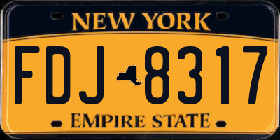 NY license plate FDJ8317
