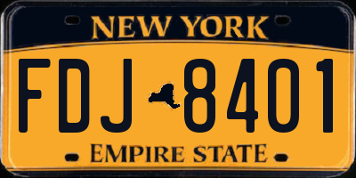 NY license plate FDJ8401