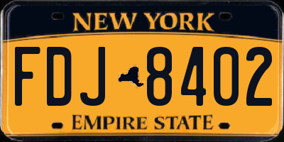 NY license plate FDJ8402