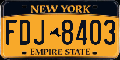 NY license plate FDJ8403