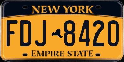 NY license plate FDJ8420