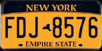 NY license plate FDJ8576