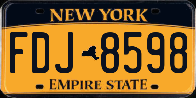 NY license plate FDJ8598