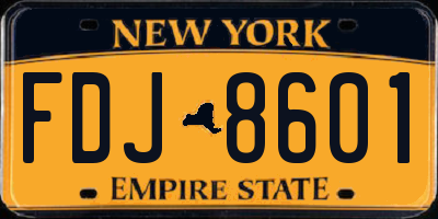 NY license plate FDJ8601