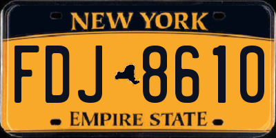 NY license plate FDJ8610