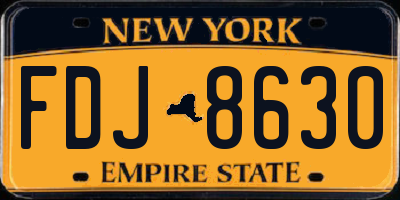 NY license plate FDJ8630