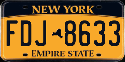 NY license plate FDJ8633