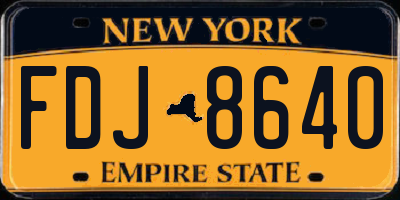 NY license plate FDJ8640