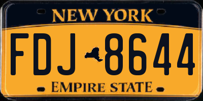 NY license plate FDJ8644