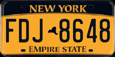 NY license plate FDJ8648