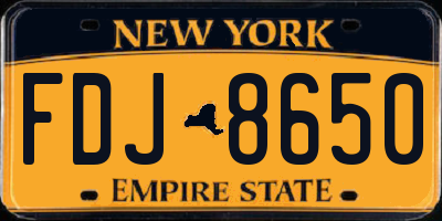 NY license plate FDJ8650