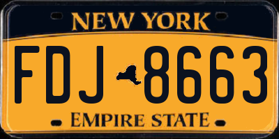 NY license plate FDJ8663