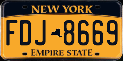NY license plate FDJ8669