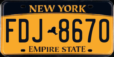 NY license plate FDJ8670