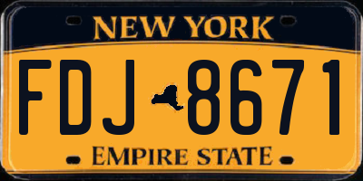 NY license plate FDJ8671