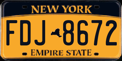 NY license plate FDJ8672