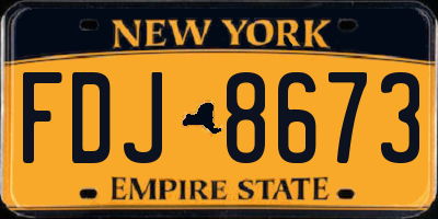 NY license plate FDJ8673