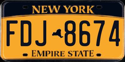 NY license plate FDJ8674